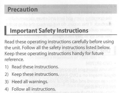 1. Read these instructions. 2. Keep these instructions. 3. Heed all warnings. 4. Follow all instructions