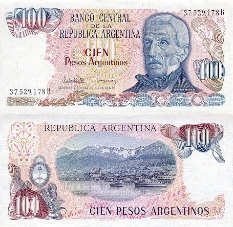 100 Pesos Argentinos Argentína 1983-85