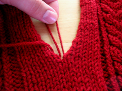 Mattress stitch trick - step 3