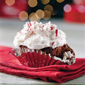 Chocolate peppermint candy cupcakes