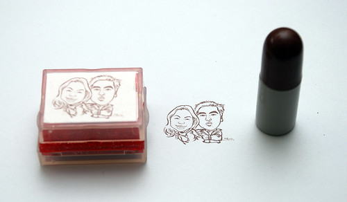 couple caricatures on ink stamp + refill 1
