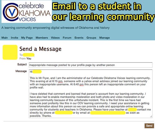Email to student member of COV learning community