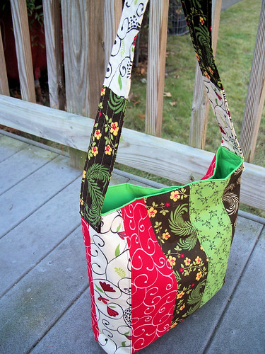 Quilted Purse Brown, Red, Green