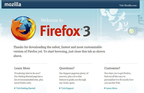 Screenshot of Firefox 3 Homepage