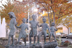 children's statue and fountain at Clarendon's Marketplace Commons (by: John Alex Golden, creative commons license)
