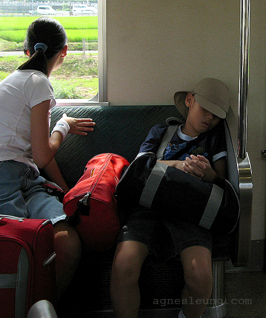 My kids on train
