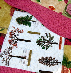 fall lap quilt detail, binding, and backside