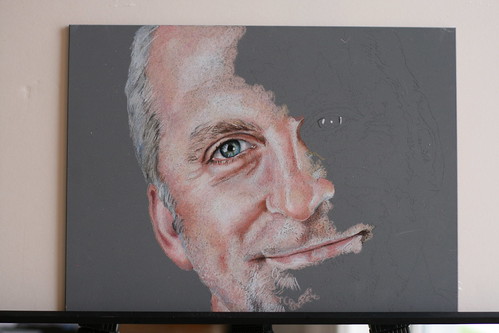 In progress photo of colored pencil drawing entitled Ganz, The Sequel.