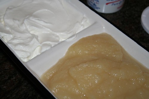 Sour cream and apple sauce