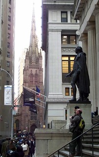 Upper Wall Street with Trinity Church and Fede...