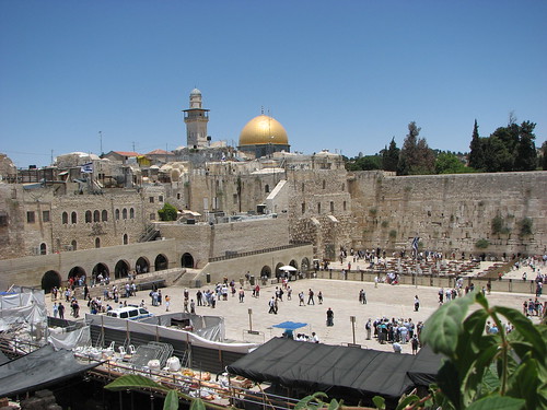 Jerusalem - the Wailing Wall with the Dome of the Rock in the Background by benyeuda.