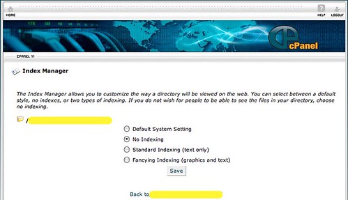 Turn off directory browsing in cPanel