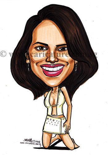 Celebrity caricatures - Halle Berry colour watermark