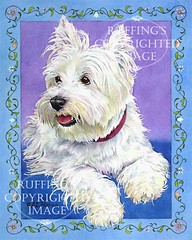 "Westie on Blue" AER83 by A E Ruffing West Highland Terrier