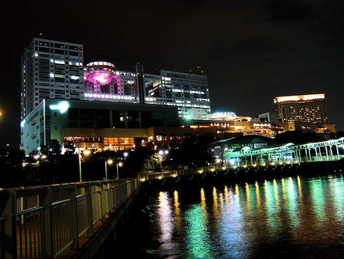 Fuji TV building at night