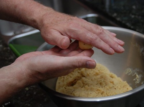 rolling the pizzelle dough into a ball