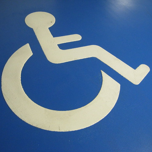 Handicapped parking sign painted on the floor. CDG airport