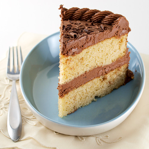 Buttermilk Cornmeal Cake with Chocolate  Buttermilk Frosting