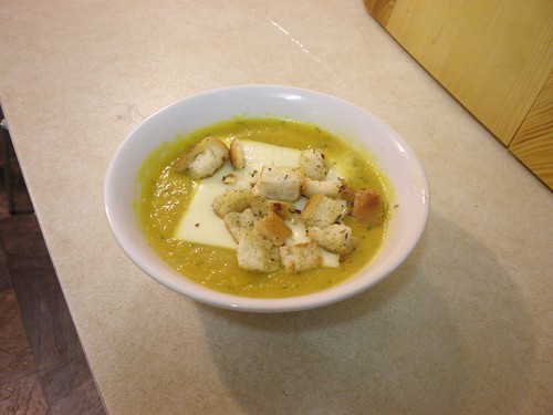 Cream of vegetable with homemade croutons