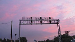 Looking west at the Congress Park overhead signal interlocking bridge. Brookfield Illinois. July 2008.