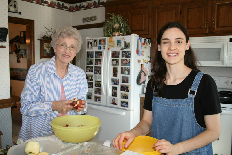Granny and Hannah in the kitchen