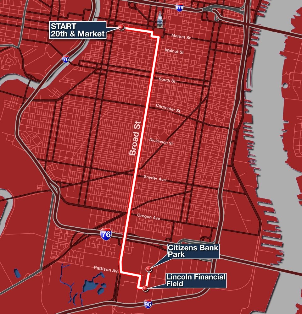 Phillies Parade Route Map