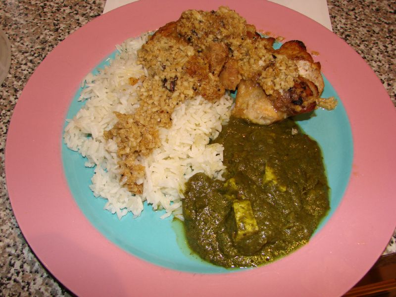 chicken curry with Palak Paneer
