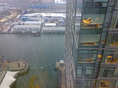 Snowing at Canary Wharf