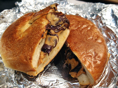 Smashed Chocolate Peanut Butter Bagel