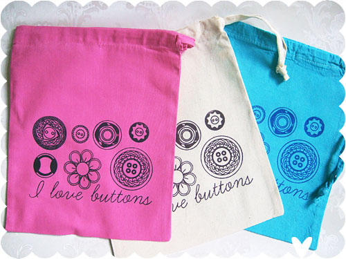 I Love Buttons bag