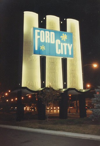 The original Ford City sign on South Pulaski Road. Chicago Illinois. October 1982.
