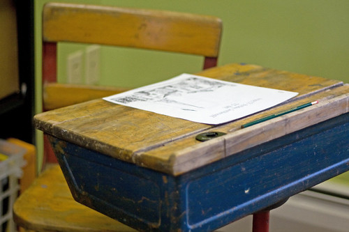 School desk at Southborough Historical Museum