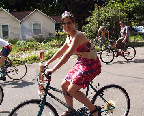 Sarah Palin rides a bicycle