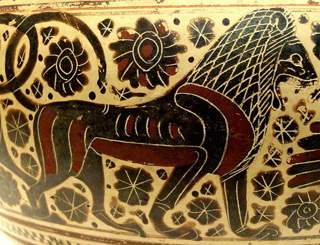 Lion decoration on pyxis (cosmetic box)
