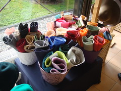 Straw cones displayed in baskets