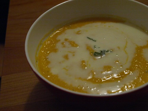 pumpkin soup with brandy cream