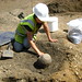 Liz excavating a cremation burial