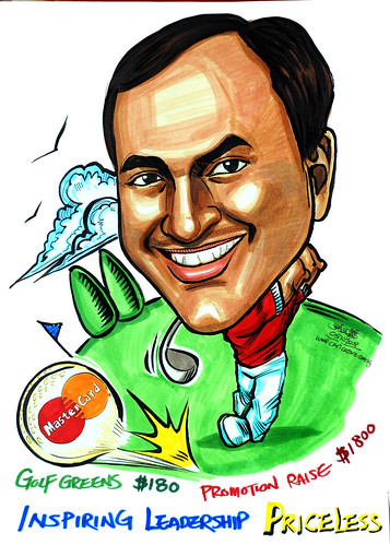 Golfer caricature for Mastercard