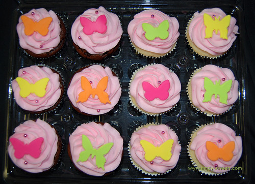 bright colored butterfly cupcakes
