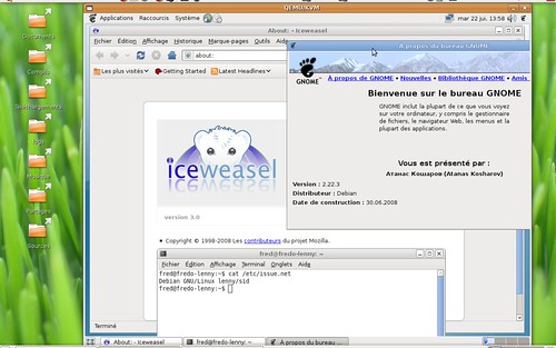 Iceweasel et Gnome 2.22.3 sous Debian Lenny