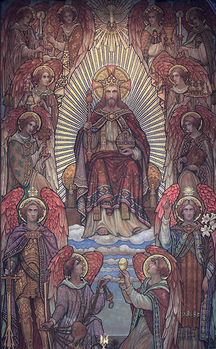 Saint James the Greater Roman Catholic Church, in Saint Louis (Dogtown neighborhood), Missouri, USA - tapestry of Christ the King