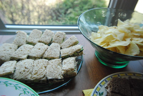 Cucumber sandwiches (and plain chips)