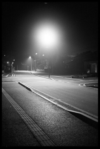 Night light: sidewalk