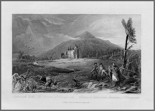 07- Castillo de Carlaverock – Grabado en acero de J.H Kernot de un dibujo de H. Melville para una escena de la novela de W. Scott Guy Mannering 1836
