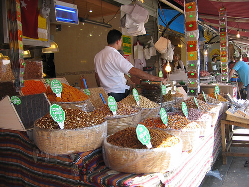 Dried fruits, nuts and spices at the Spice Bazaar