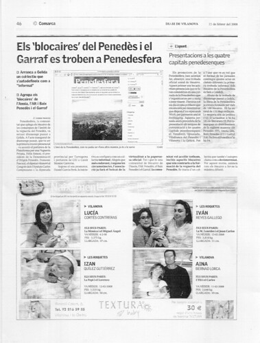 Diari de Vilanova 22-2-08: Els blocaires del Penedès i el Garraf es troben a Penedesfera