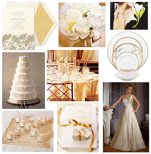 Here is a gold themed wedding very pretty table accents 