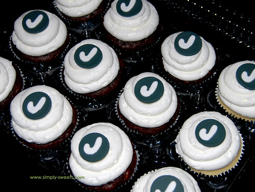 Black and white monogram cupcakes 50th birthday