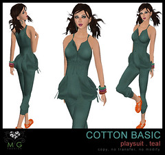 [MG fashion] Cotton Basic Playsuit (teal)