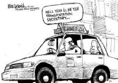 Editorial cartoon, Mike Luckovich, 9/5/2008: McCain Transportation Policy